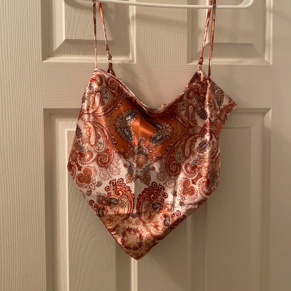 Satin Bandana Scarf top